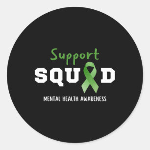 Squad Mental Health Awareness Fun Green Ribbon Runder Aufkleber