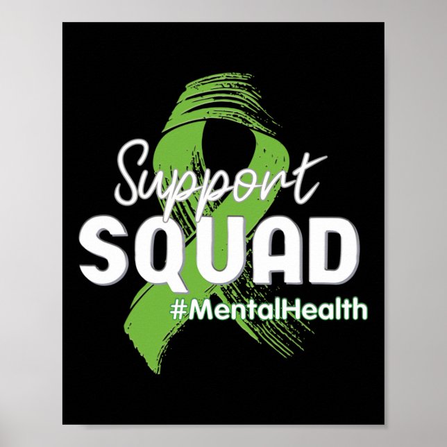 Squad Mental Health Awareness Lime Green Ribbon Poster (Vorne)