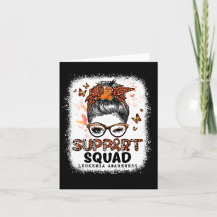Squad Messy Bun Butterfly Orange Ribbon Leukemia Karte