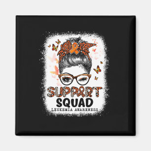 Squad Messy Bun Butterfly Orange Ribbon Leukemia Magnet