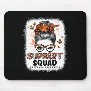 Squad Messy Bun Butterfly Orange Ribbon Leukemia Mousepad