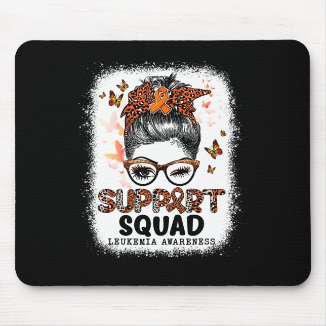 Squad Messy Bun Butterfly Orange Ribbon Leukemia Mousepad (Vorne)