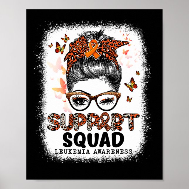 Squad Messy Bun Butterfly Orange Ribbon Leukemia Poster (Vorne)