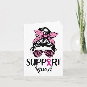 Squad Messy Bun Leopard Pink Breast Cancer Awarene Karte