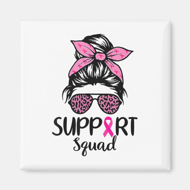 Squad Messy Bun Leopard Pink Breast Cancer Awarene Magnet (Vorne)