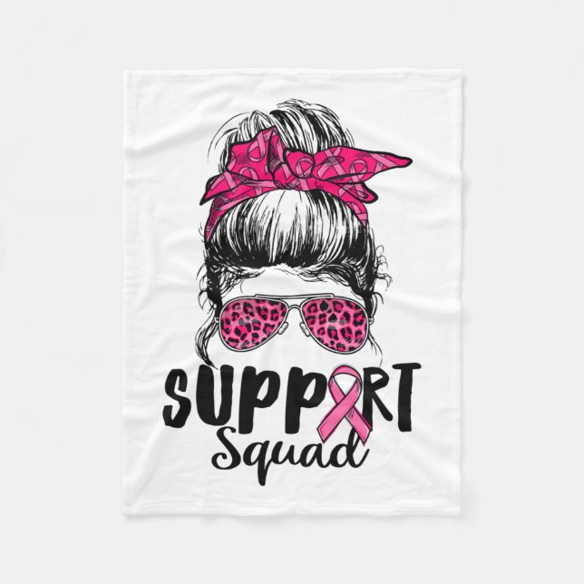 Squad Messy Bun Pink Krieger Brustkrebs Awarene Fleecedecke (Vorderseite)