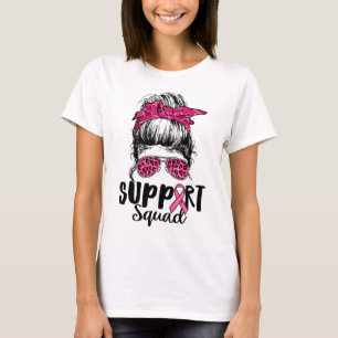 Squad Messy Bun Pink Krieger Brustkrebs Awarene T-Shirt