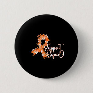Squad Orange Ribbon Leukemia Blood Cancer Button