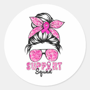 Squad Team Breast Cancer Awareness Warrior Messy B Runder Aufkleber