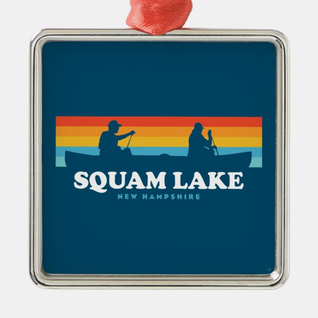 Squam Lake New Hampshire Canoe Ornament Aus Metall (Vorne)