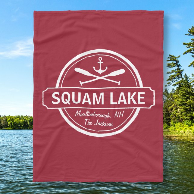 Squam Lake NH personalisierte Stadt, Name und Anke Fleecedecke (Von Creator hochgeladen)