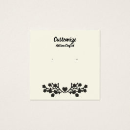 Square 2,5" Ecru/Black Floral Earring Display Card