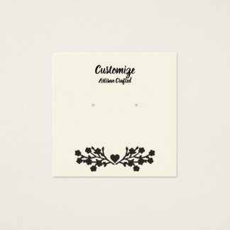 Square 2,5" Ecru/Black Floral Earring Display Card