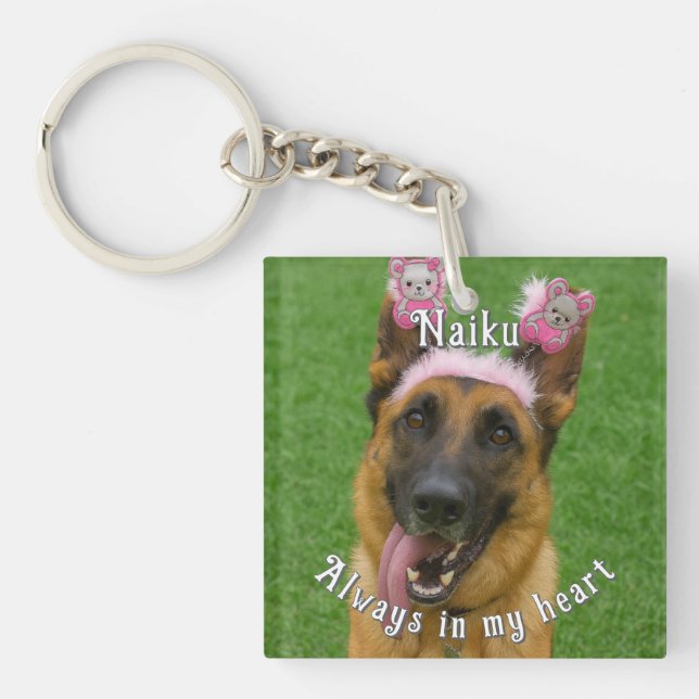 Square Acrylic Pet Foto Memorial Schlüsselanhänger (Vorderseite)