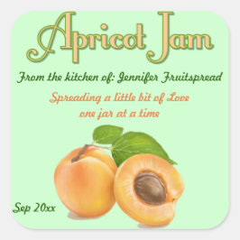 Square Apricot Jam Food Canning Label Quadratischer Aufkleber