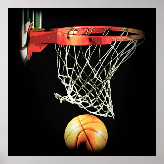 Square Basketball Ball & Net Poster (Vorne)