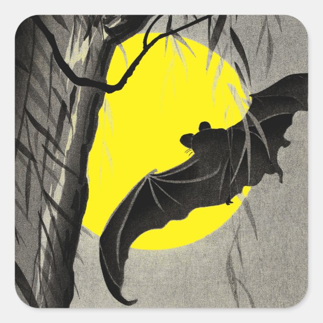 SQUARE-BAT- UND MOONHALLOWEEN-Aufkleber Quadratischer Aufkleber (Vorderseite)