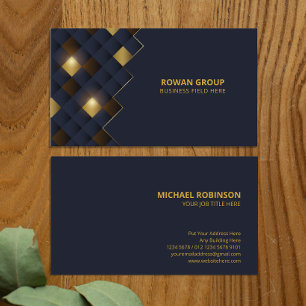 Square Blue Brown Gold Pattern   Luxus Visitenkarte