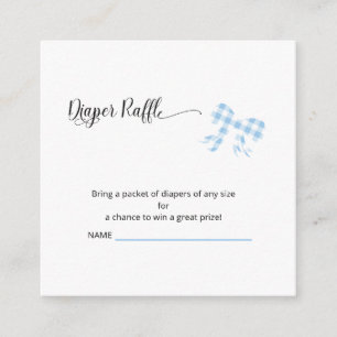 Square Blue Gingham Diaper Raffle Card Begleitkarte