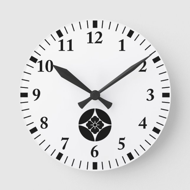 Square Blume in sieben Schätzen Runde Wanduhr (Vorderseite)