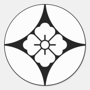 Square Blume in sieben Schätzen Runder Aufkleber