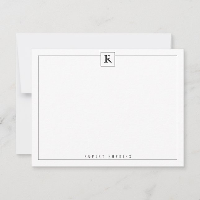 Square Border Black Note Card Mitteilungskarte (Vorderseite)