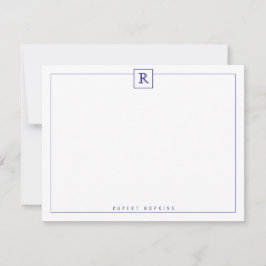 Square Border Blue Note Card Mitteilungskarte