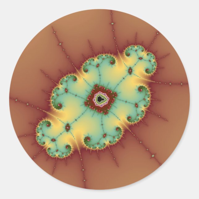 Square Brain - Fraktal Runder Aufkleber (Vorderseite)
