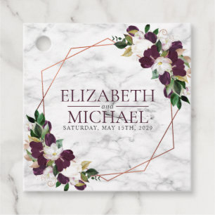 Square Burgundy Copper Geometric Marble Wedding Geschenkanhänger