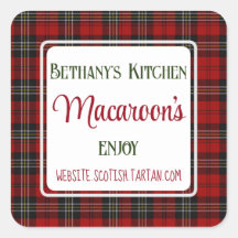 Square Business Stickers Bethany's Kitchen Tartan