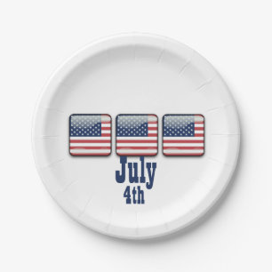Square Button mit USA Flag, 4. Juli Paper Tellers Pappteller