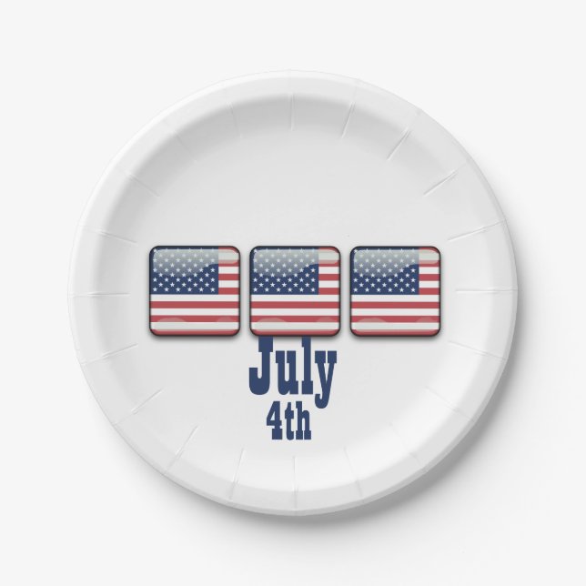 Square Button mit USA Flag, 4. Juli Paper Tellers Pappteller (Vorderseite)