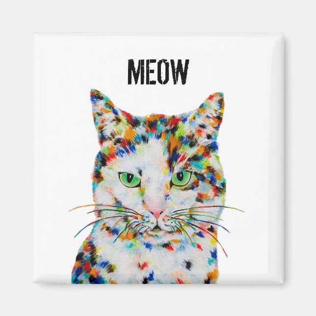 Square Cat Meow Magnet (Vorne)