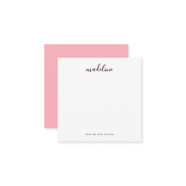 Square Chic Blush Pink mit schwarzem kalligraphisc Mitteilungskarte