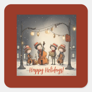 Square Christmas Street Musician Sticker