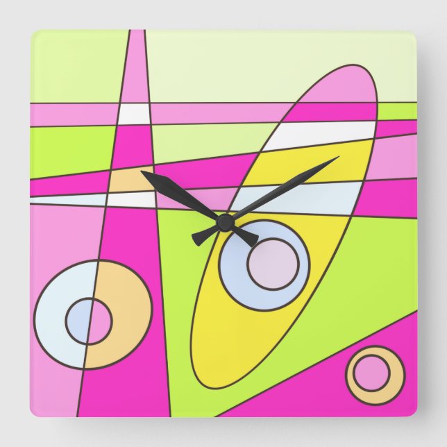Square Clock Abstrakt Surfbrett Quadratische Wanduhr (Vorderseite)