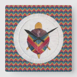 Square Clock mit Turtle Star Zickzack Design Quadratische Wanduhr