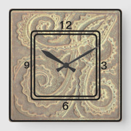 Square Clock Tan Fern Fliesenbild Quadratische Wanduhr