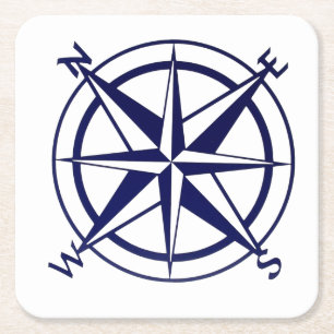 Square Coasters - Seekompass Rechteckiger Pappuntersetzer