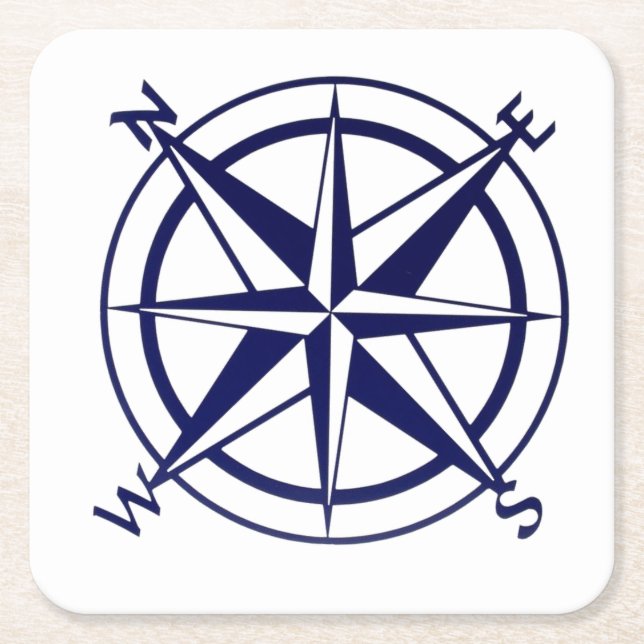 Square Coasters - Seekompass Rechteckiger Pappuntersetzer (Vorderseite)