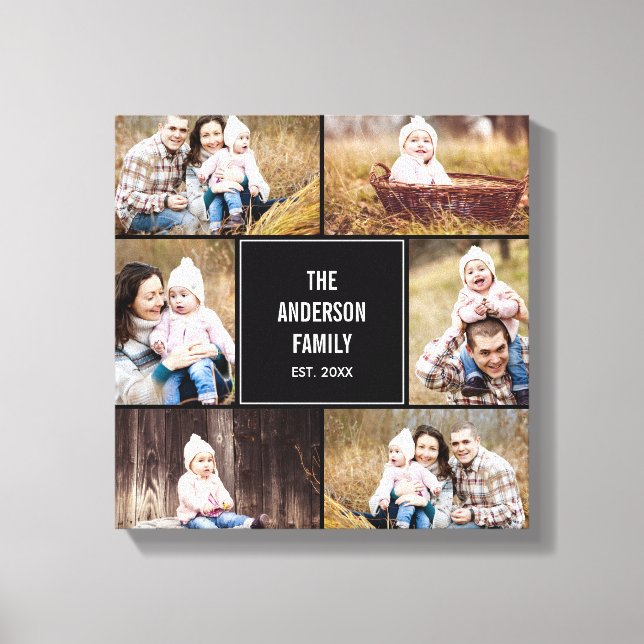 Square Collage Custom Foto Wrapped Canvas Leinwanddruck (Vorderseite)