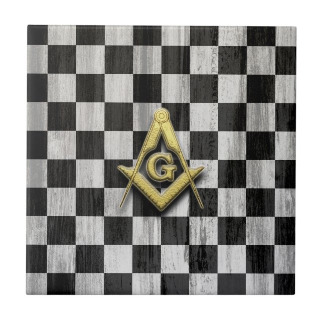 Square Compass und Schachbretts Fliese (Vorderseite)