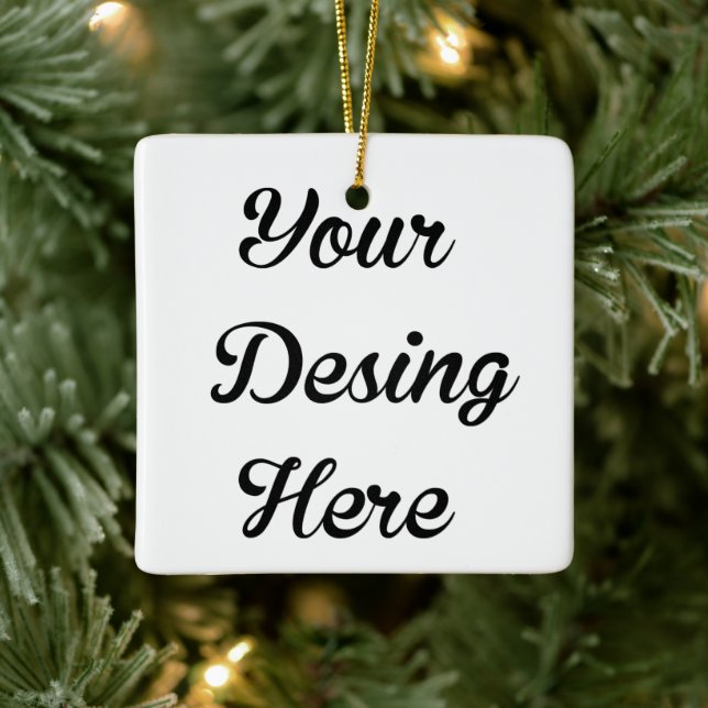 Square Custom Christmas Keramik Ornament (Baum)