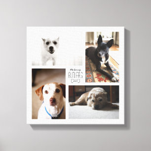 Square Custom Family Pet 4-Foto-Leinwand Leinwanddruck