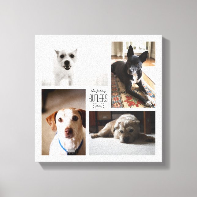 Square Custom Family Pet 4-Foto-Leinwand Leinwanddruck (Vorderseite)