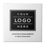 Square Custom White Business Logo Company Fliese<br><div class="desc">Markierbare Markenkachel mit beruflichem Firmenlogo-Design und benutzerdefiniertem Text für einen Standort,  eine Slogan-Website oder andere Informationen. Fügen Sie einfach Ihr Firmenlogo zum schwarz-weißen Platzhalter-Bild hinzu und geben Sie Ihre bevorzugte Formulierung ein. Farben können geändert werden.</div>