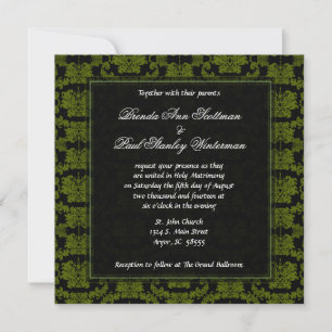Square Damask Grüne Hochzeit Einladung