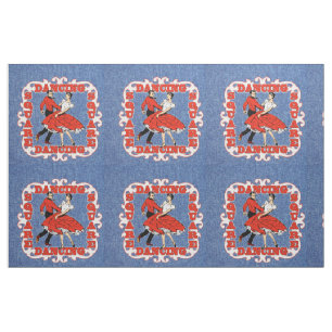 Square Dance Couple auf Imitate Denim 9" Stoff