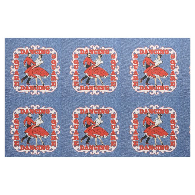 Square Dance Couple auf Imitate Denim 9" Stoff (Fat Quarter (45,7 x 55,9 cm))