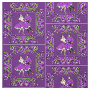 Square Dance Couple Lila und Lila Bandana 2 Stoff
